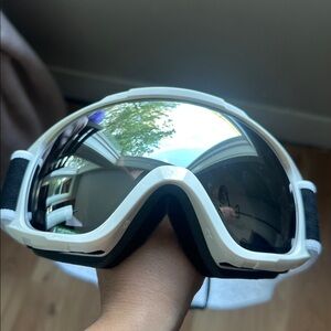 White Ski Goggles with Black Strap